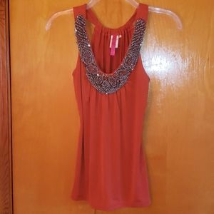 Fancy beaded rust colored tank top XS
